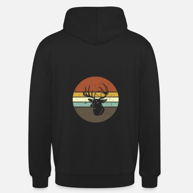 Hirsch Geweihträger Retro - Unisex Hoodie - Schwarz