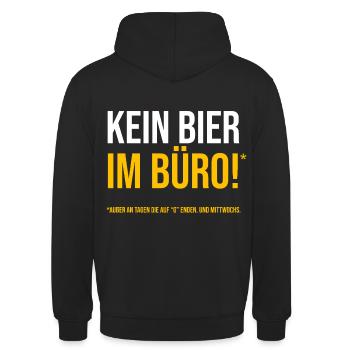 Büro Regel: Kein Bier im Büro - Unisex Hoodie - Schwarz - Hinten - Michal (187cm)