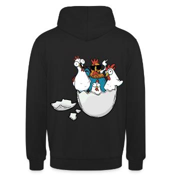 Eierschale Hühner Ostern Eier Federvieh Geflügel - Unisex Hoodie - Schwarz - Hinten - Michal (187cm)
