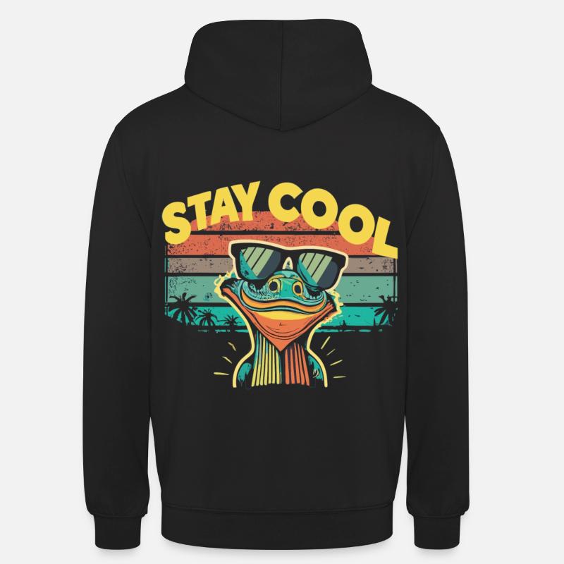 Retro Eidechse mit Sonnenbrille - Unisex Hoodie - Schwarz