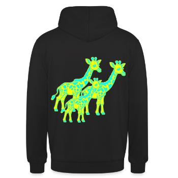 Girafe Afrique Safari Enfant Enfants Rétro Années 80 Années 90 - Sweat-shirt à capuche unisexe - noir - Dos - Michal (187cm)