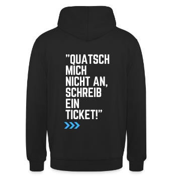 Schreib ein IT Ticket - Unisex Hoodie - Schwarz - Hinten - Michal (187cm)