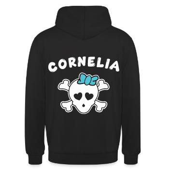 Piratin Cornelia Design für Mädchen und Frauen - Unisex Hoodie - Schwarz - Hinten - Michal (187cm)
