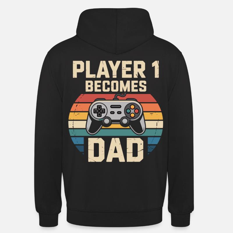 Player 1 wird Papa - Unisex Hoodie - Schwarz
