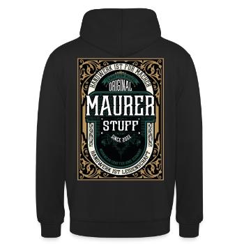 Original Maurer, Robustes Handwerker-Shirt - Unisex Hoodie - Schwarz - Hinten - Michal (187cm)