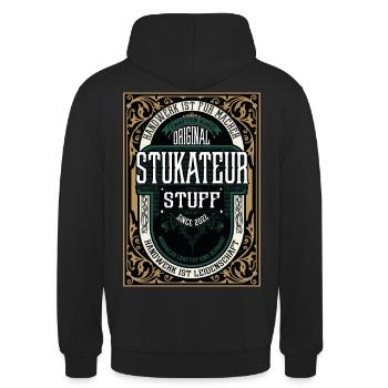 Original Stukateur, Robustes Handwerker-Shirt - Unisex Hoodie - Schwarz - Hinten - Michal (187cm)