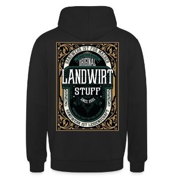Original Landwirt, Robustes Handwerker-Shirt - Unisex Hoodie - Schwarz - Hinten - Michal (187cm)