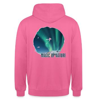 Aurores boréales - Sweat-shirt à capuche unisexe - rose - Dos - Michal (187cm)