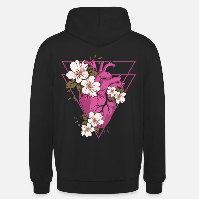 Gothic Blumen - Unisex Hoodie - Schwarz