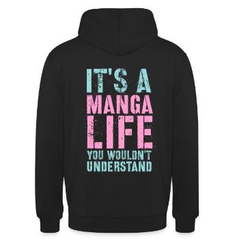 Manga Geschenk - Unisex Hoodie - Schwarz - Hinten - Michal (187cm)