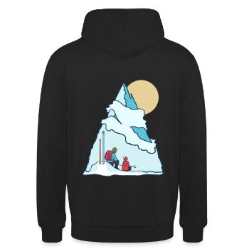 Abenteuer Winterurlaub Vater Sohn T-Shirt - Unisex Hoodie - Schwarz - Hinten - Michal (187cm)