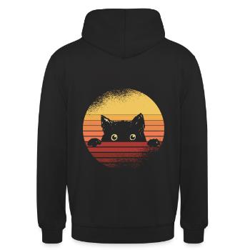 Black cat - Unisex Hoodie - black - Back - Michal (187cm)