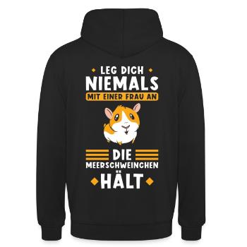 Meerschweinchen Mama Spruch lustig - Unisex Hoodie - Schwarz - Hinten - Michal (187cm)
