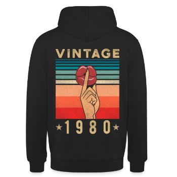 1980 Anniversaire cadeau rétro femme - Sweat-shirt à capuche unisexe - noir - Dos - Michal (187cm)