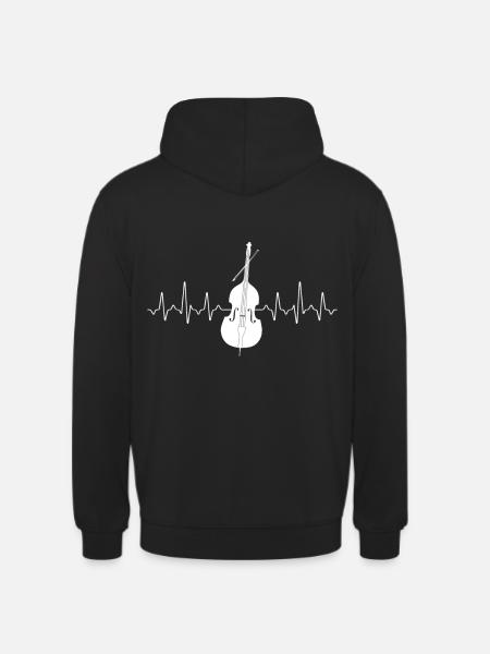 Kontrabass Heartbeat - Unisex Hoodie - Schwarz