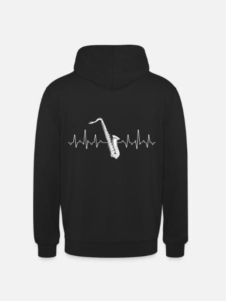 Saxophone Heartbeat - Unisex Hoodie - Schwarz