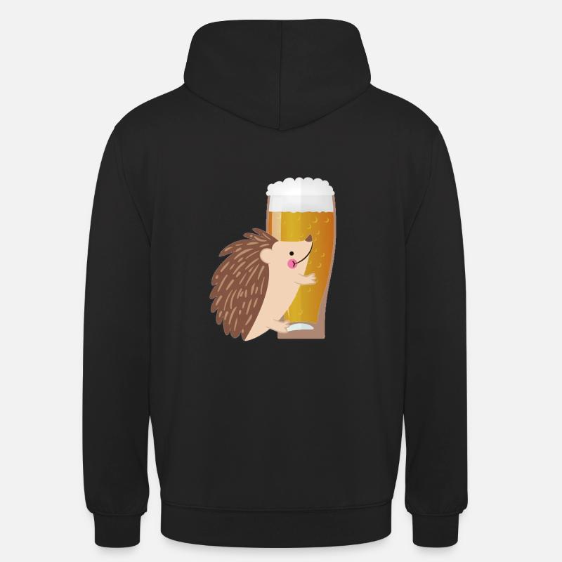 Bier Geschenk mit Igel - Unisex Hoodie - Schwarz