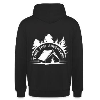 Abenteuer Zelten Oudoor Camping Zelt - Unisex Hoodie - Schwarz - Hinten - Michal (187cm)