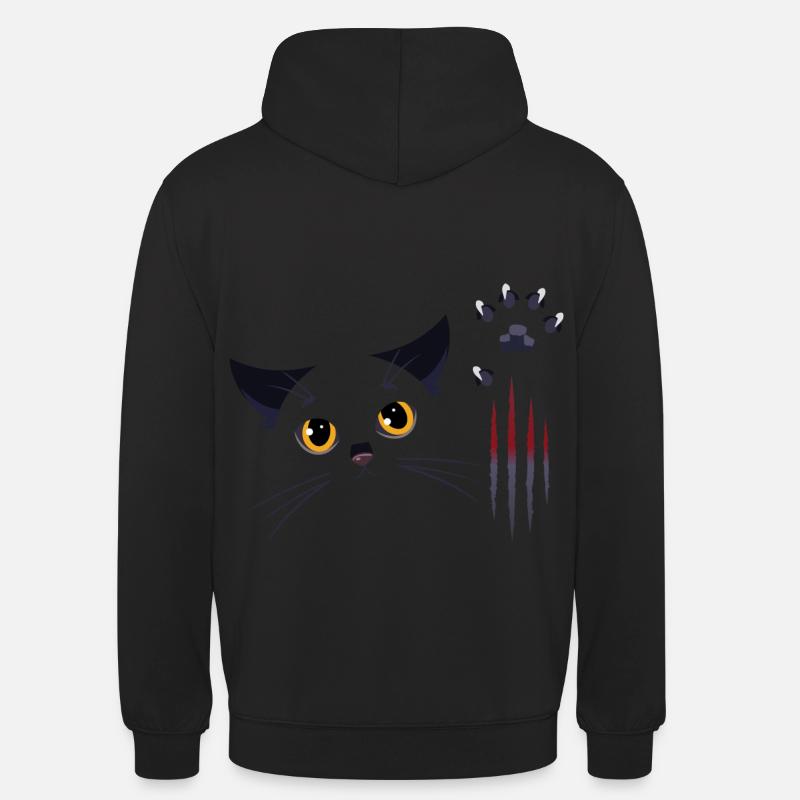 gatto nero - Felpa con cappuccio unisex - nero