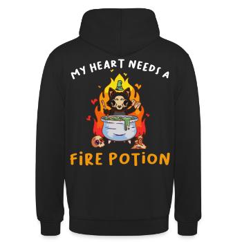 Mein Herz braucht einen Feuertrank traurige psychi - Unisex Hoodie - Schwarz - Hinten - Michal (187cm)