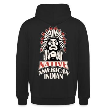 Indigene Kopfschmuck Indian Indian Indianer Erbe - Unisex Hoodie - Schwarz - Hinten - Michal (187cm)