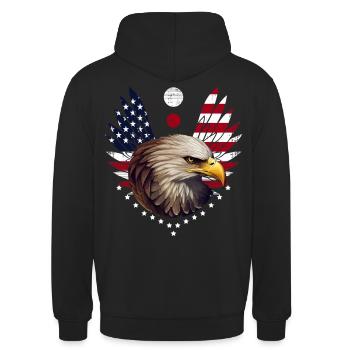 Bald Eagle American Flag US Flag Patriotic Animal - Unisex Hoodie - Schwarz - Hinten - Michal (187cm)
