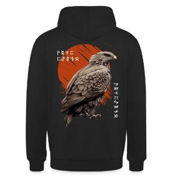 Buse Celtique Viking Runes Mythologie nordique Oiseau - Sweat-shirt à capuche unisexe - noir - Dos - Michal (187cm)