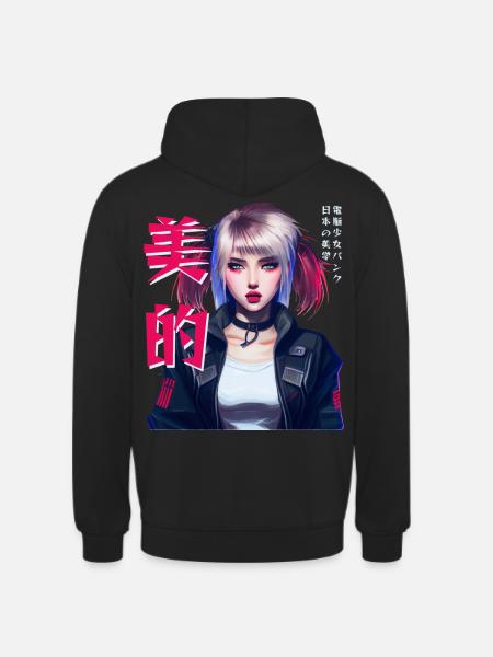 Japanese Techwear Anime Girl Cybergoth Vaporwave - Unisex Hoodie - black