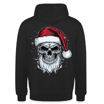 Santa Claus Skull Christmas Horror Metal Rock n Ro - Unisex Hoodie - Schwarz - Hinten - Michal (187cm)