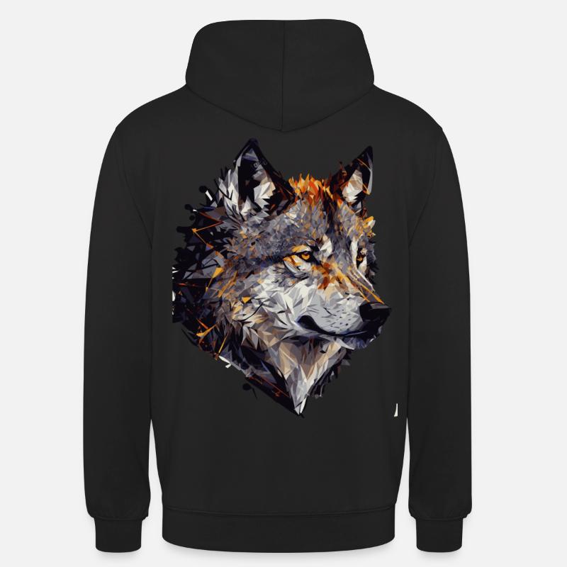 Polygonale abstrait géométrique Wolf Head - Sweat-shirt à capuche unisexe - noir