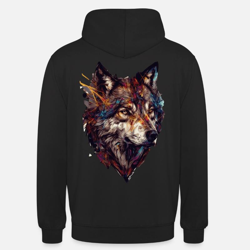 Polygonale abstrait géométrique Wolf Head - Sweat-shirt à capuche unisexe - noir