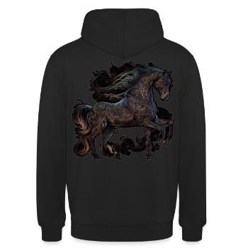 Cheval tribal Zodiaque Tribal Animal Chinois Astrologue - Sweat-shirt à capuche unisexe - noir - Dos - Michal (187cm)