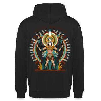 Divinité aztèque Huitzilopochtli Ancienne histoire aztèque - Sweat-shirt à capuche unisexe - noir - Dos - Michal (187cm)