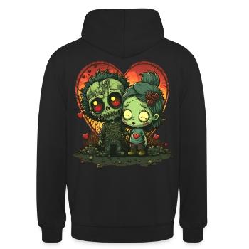 Mignon Chibi Zombie Cadavre Horreur Apocalyptique Valent - Sweat-shirt à capuche unisexe - noir - Dos - Michal (187cm)