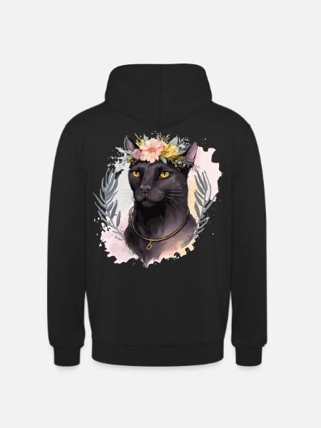 Cute Bombay Cat Flower Crown Cats Pet Kitten - Unisex Hoodie - black