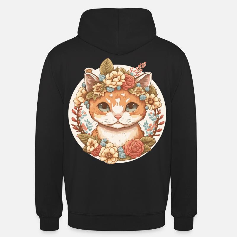 Cottagecore Mignon Bébé Chaton Chaton Fleur - Sweat-shirt à capuche unisexe - noir