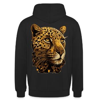 Cheetah Illustration Wild Cat Wildlife Lover - Sweat-shirt à capuche unisexe - noir - Dos - Michal (187cm)