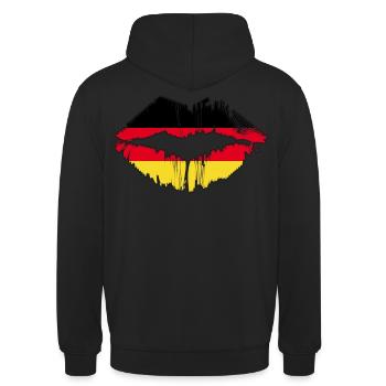 Germany Country Flag German Roots Kiss Lips - Unisex Hoodie - Schwarz - Hinten - Michal (187cm)