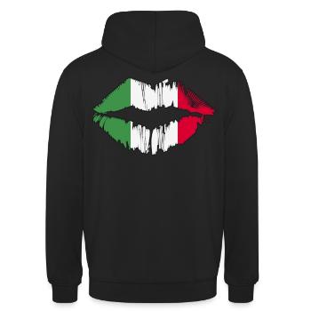 Italy Country Flag Italian Pride Italia Kiss Lips - Unisex Hoodie - Schwarz - Hinten - Michal (187cm)