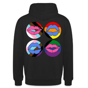 LGBTQ Gay Rainbow Progress Pride Flag Lips - Unisex Hoodie - Schwarz - Hinten - Michal (187cm)