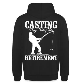 Casting My Way to Retirement Fishing Fish Lover - Unisex Hoodie - Schwarz - Hinten - Michal (187cm)