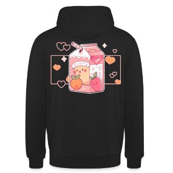Peach Juice Fruit Drink Japanese Kawaii Aesthetic - Unisex Hoodie - Schwarz - Hinten - Michal (187cm)
