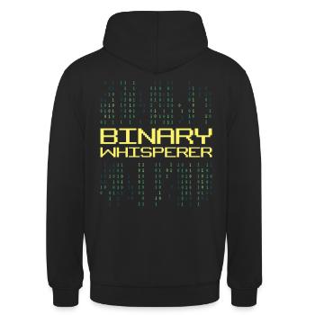 Binary Whisperer Funny Programming Coding Quote - Unisex Hoodie - Schwarz - Hinten - Michal (187cm)