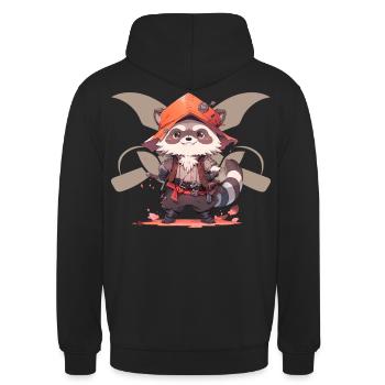 Cute Raccoon In Pirate Costume Kawaii Animals Hall - Unisex Hoodie - Schwarz - Hinten - Michal (187cm)