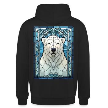 Arctic Polar Bear Stained Glass Geometric Animal - Unisex Hoodie - Schwarz - Hinten - Michal (187cm)