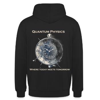 Uhr Unschärfetrelation, Quantenphysik - Unisex Hoodie - Schwarz - Hinten - Michal (187cm)