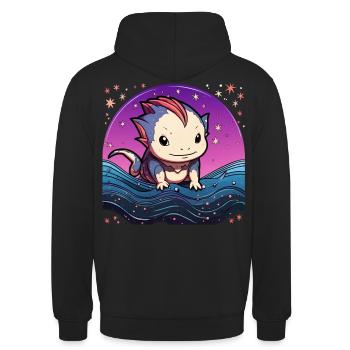 Axolotl - Unisex Hoodie - Schwarz - Hinten - Michal (187cm)