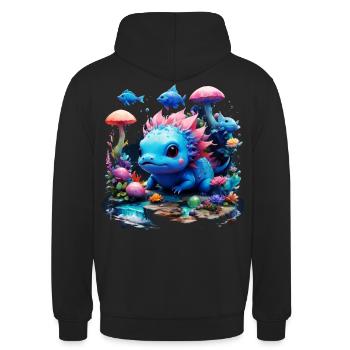 Axolotl - Unisex Hoodie - Schwarz - Hinten - Michal (187cm)