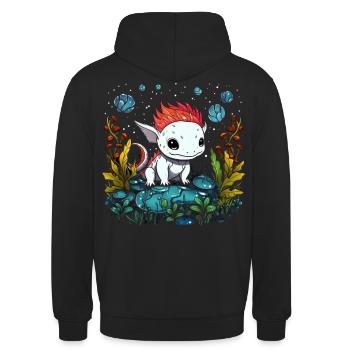 Axolotl - Unisex Hoodie - Schwarz - Hinten - Michal (187cm)