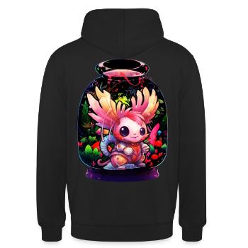 Axolotl - Unisex Hoodie - Schwarz - Hinten - Michal (187cm)